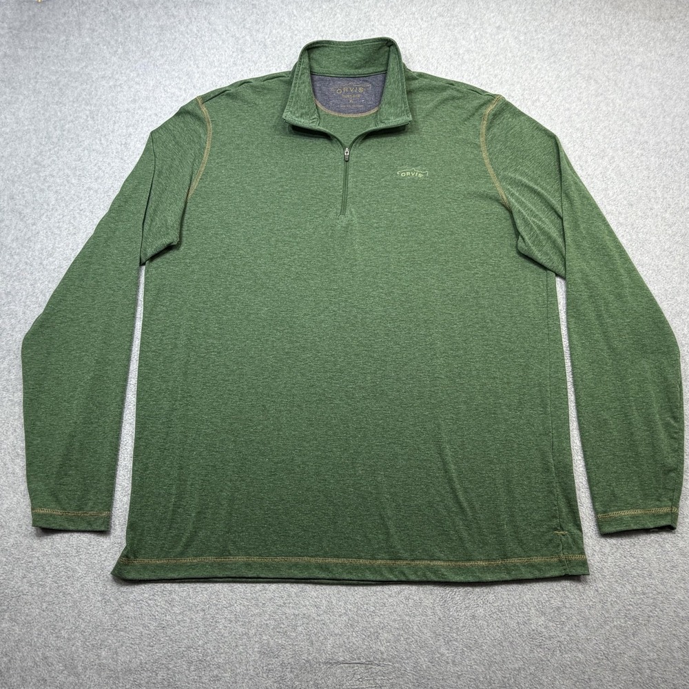 Orvis Trout Bum Casting Shirt Men XL Green 1/4 Zip Fishing Performance Outdoor